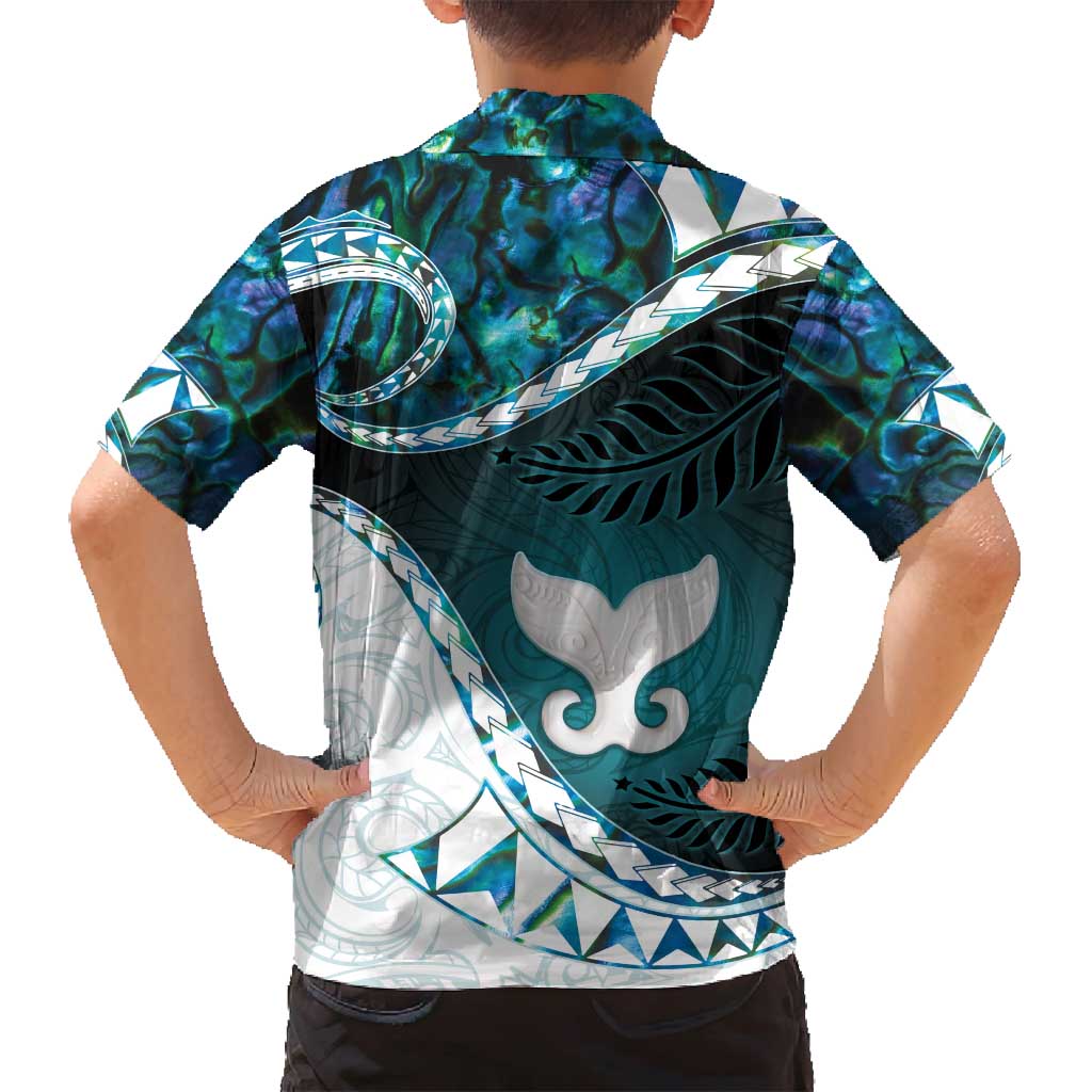Aotearoa New Zealand Family Matching Summer Maxi Dress and Hawaiian Shirt Maori Wera Paua Shell Teal Glitter LT05 - Polynesian Pride