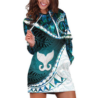 Aotearoa New Zealand Hoodie Dress Maori Wera Paua Shell Teal Glitter LT05 Teal - Polynesian Pride