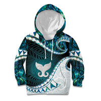Aotearoa New Zealand Kid Hoodie Maori Wera Paua Shell Teal Glitter LT05 Hoodie Teal - Polynesian Pride