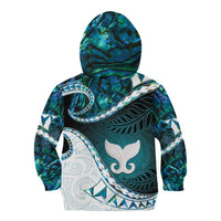 Aotearoa New Zealand Kid Hoodie Maori Wera Paua Shell Teal Glitter LT05 - Polynesian Pride