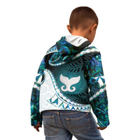 Aotearoa New Zealand Kid Hoodie Maori Wera Paua Shell Teal Glitter LT05 - Polynesian Pride