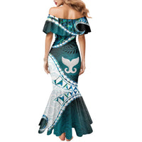 Aotearoa New Zealand Mermaid Dress Maori Wera Paua Shell Teal Glitter LT05 - Polynesian Pride