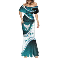 Aotearoa New Zealand Mermaid Dress Maori Wera Paua Shell Teal Glitter LT05 - Polynesian Pride