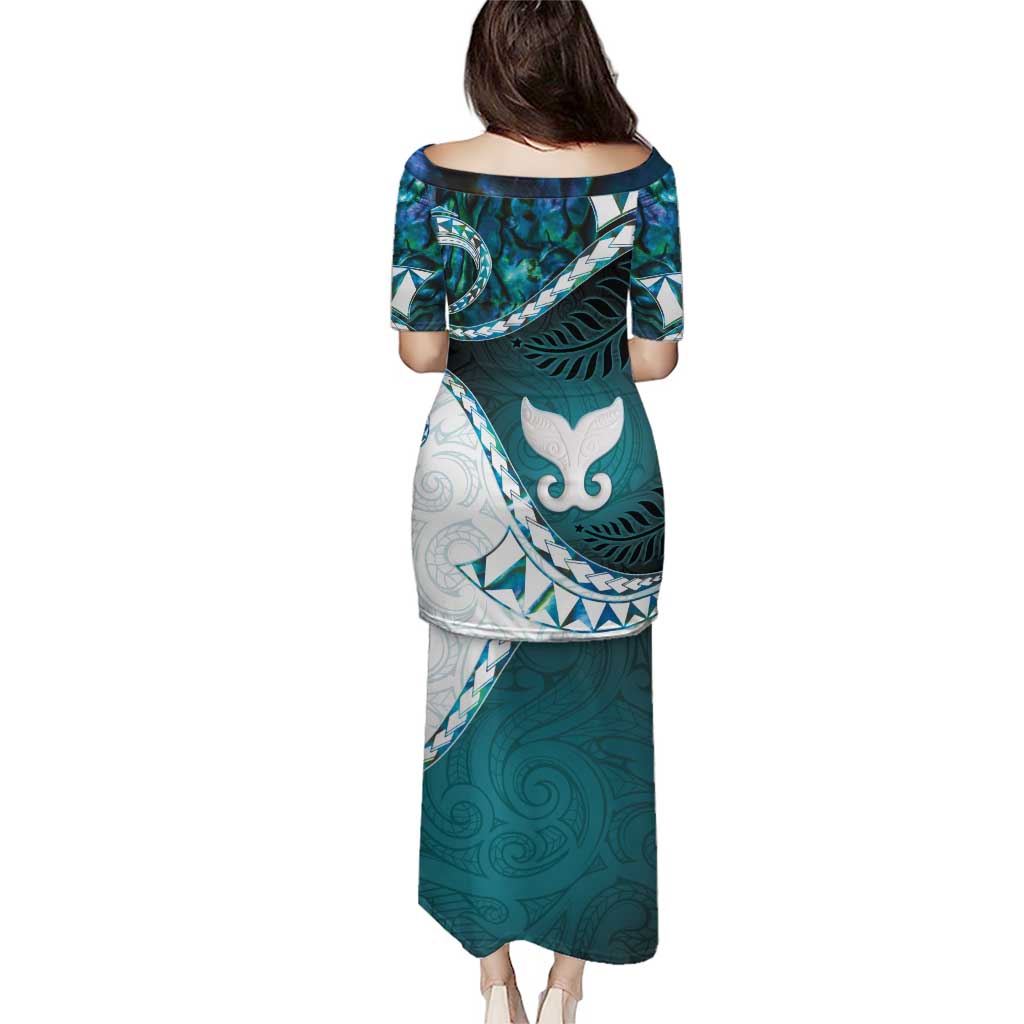 Aotearoa New Zealand Puletasi Maori Wera Paua Shell Teal Glitter LT05 - Polynesian Pride