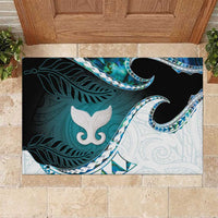 Aotearoa New Zealand Rubber Doormat Maori Wera Paua Shell Teal Glitter LT05 Teal - Polynesian Pride