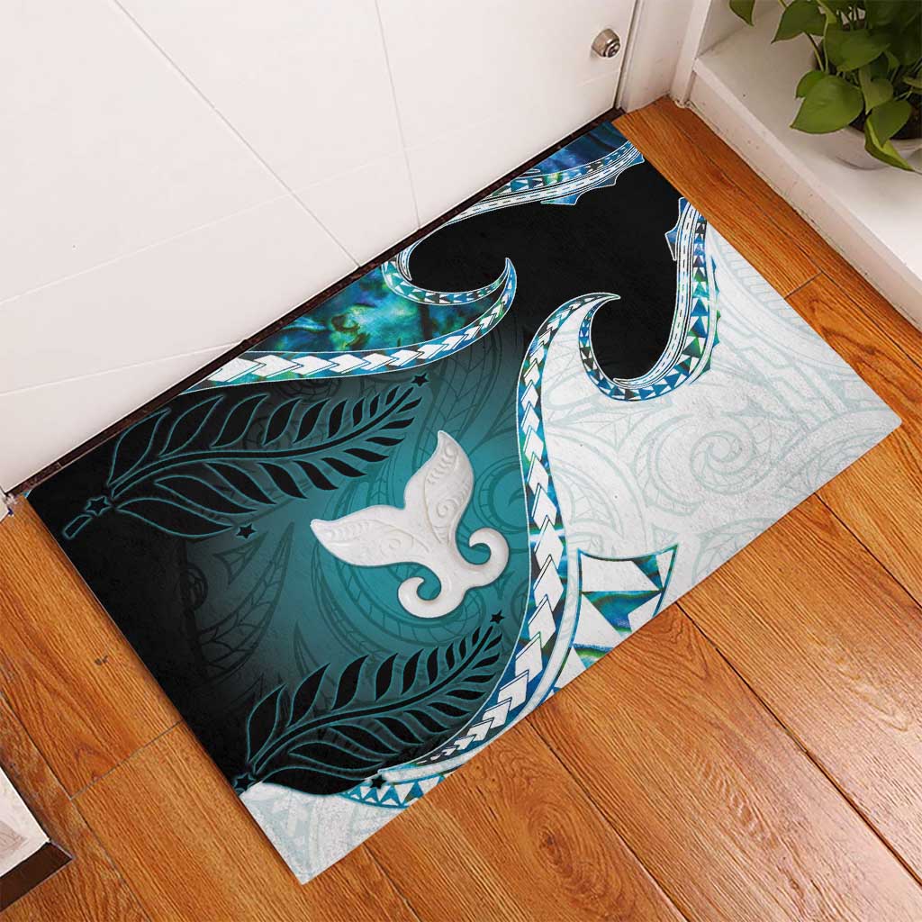 Aotearoa New Zealand Rubber Doormat Maori Wera Paua Shell Teal Glitter LT05 - Polynesian Pride