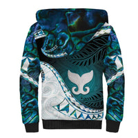 Aotearoa New Zealand Sherpa Hoodie Maori Wera Paua Shell Teal Glitter LT05 - Polynesian Pride