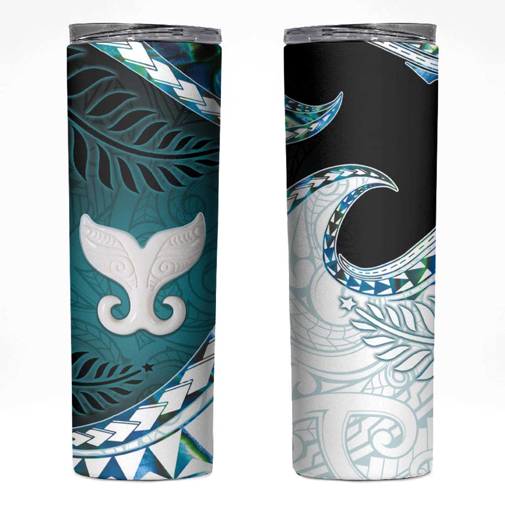 Aotearoa New Zealand Skinny Tumbler Maori Wera Paua Shell Teal Glitter LT05 Teal - Polynesian Pride