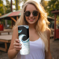 Aotearoa New Zealand Skinny Tumbler Maori Wera Paua Shell Teal Glitter LT05 - Polynesian Pride