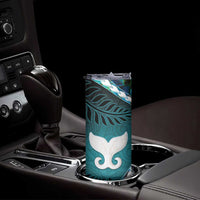 Aotearoa New Zealand Skinny Tumbler Maori Wera Paua Shell Teal Glitter LT05 - Polynesian Pride