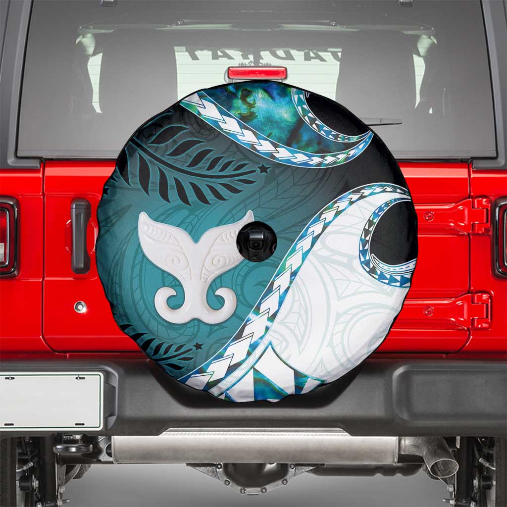 Aotearoa New Zealand Spare Tire Cover Maori Wera Paua Shell Teal Glitter LT05 - Polynesian Pride