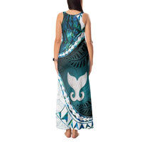 Aotearoa New Zealand Tank Maxi Dress Maori Wera Paua Shell Teal Glitter LT05 - Polynesian Pride