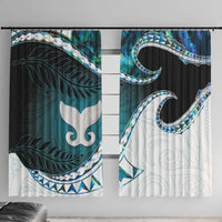 Aotearoa New Zealand Window Curtain Maori Wera Paua Shell Teal Glitter LT05 With Hooks Teal - Polynesian Pride