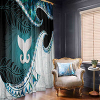 Aotearoa New Zealand Window Curtain Maori Wera Paua Shell Teal Glitter LT05 - Polynesian Pride