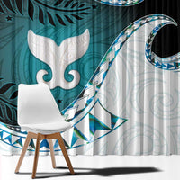 Aotearoa New Zealand Window Curtain Maori Wera Paua Shell Teal Glitter LT05 - Polynesian Pride