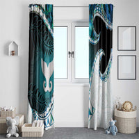 Aotearoa New Zealand Window Curtain Maori Wera Paua Shell Teal Glitter LT05 - Polynesian Pride