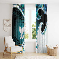 Aotearoa New Zealand Window Curtain Maori Wera Paua Shell Teal Glitter LT05 - Polynesian Pride