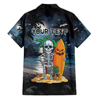 Personalised Hawaii Halloween Family Matching Long Sleeve Bodycon Dress and Hawaiian Shirt Hallowaiian Skeleton Surf LT05 - Polynesian Pride