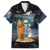 Personalised Hawaii Halloween Family Matching Off Shoulder Maxi Dress and Hawaiian Shirt Hallowaiian Skeleton Surf LT05 Dad's Shirt - Short Sleeve Black - Polynesian Pride