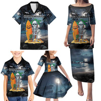 Personalised Hawaii Halloween Family Matching Puletasi and Hawaiian Shirt Hallowaiian Skeleton Surf LT05 - Polynesian Pride