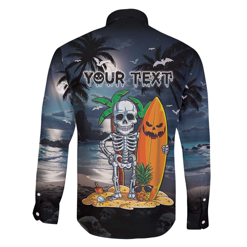 Personalised Hawaii Halloween Family Matching Short Sleeve Bodycon Dress and Hawaiian Shirt Hallowaiian Skeleton Surf LT05 - Polynesian Pride