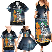 Personalised Hawaii Halloween Family Matching Summer Maxi Dress and Hawaiian Shirt Hallowaiian Skeleton Surf LT05 - Polynesian Pride