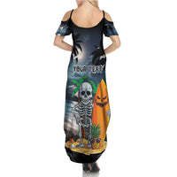 Personalised Hawaii Halloween Family Matching Summer Maxi Dress and Hawaiian Shirt Hallowaiian Skeleton Surf LT05 - Polynesian Pride