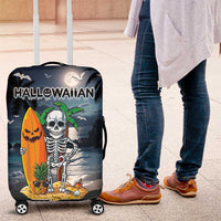 Hawaii Halloween Luggage Cover Hallowaiian Skeleton Surf LT05 Black - Polynesian Pride