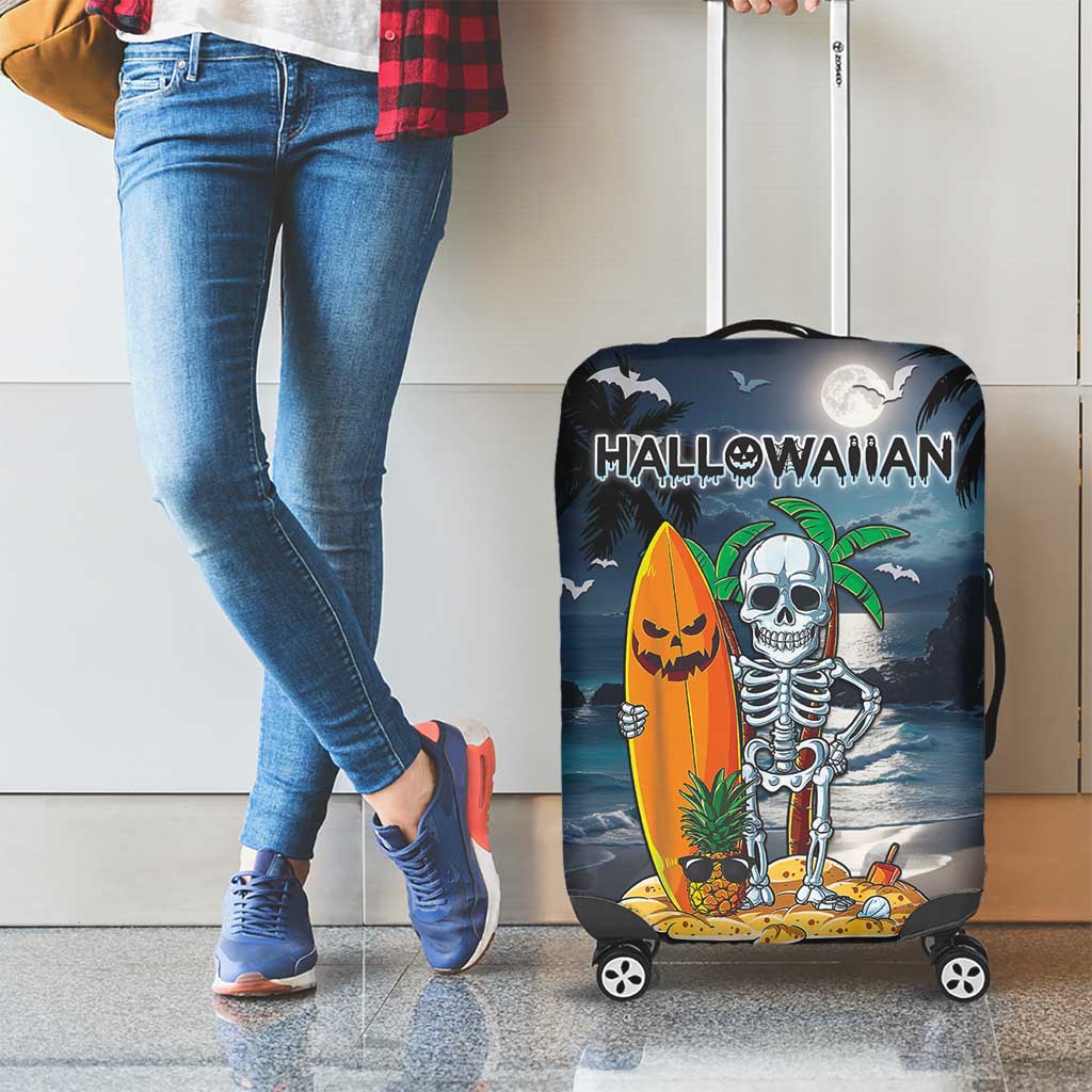 Hawaii Halloween Luggage Cover Hallowaiian Skeleton Surf LT05 - Polynesian Pride