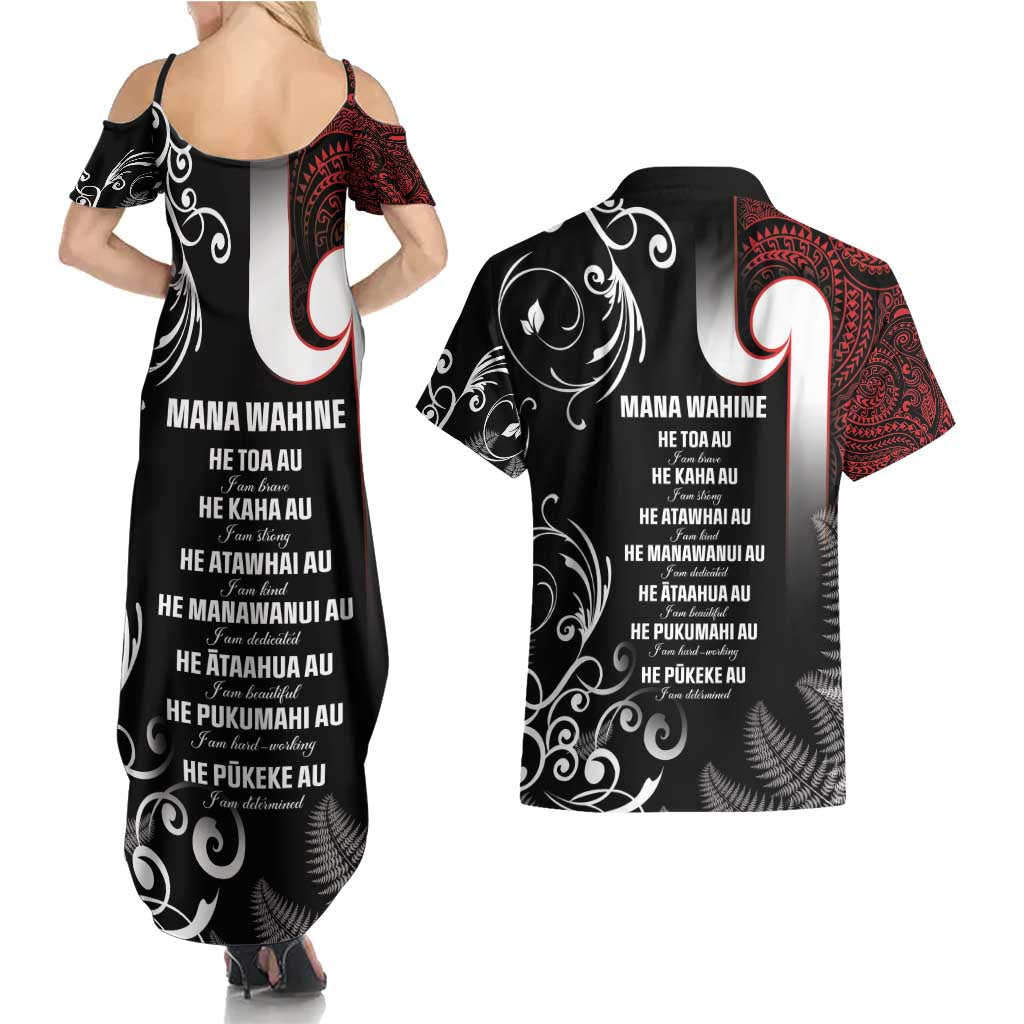 New Zealand Aotearoa Mana Wahine Couples Matching Summer Maxi Dress and Hawaiian Shirt LT05 - Polynesian Pride