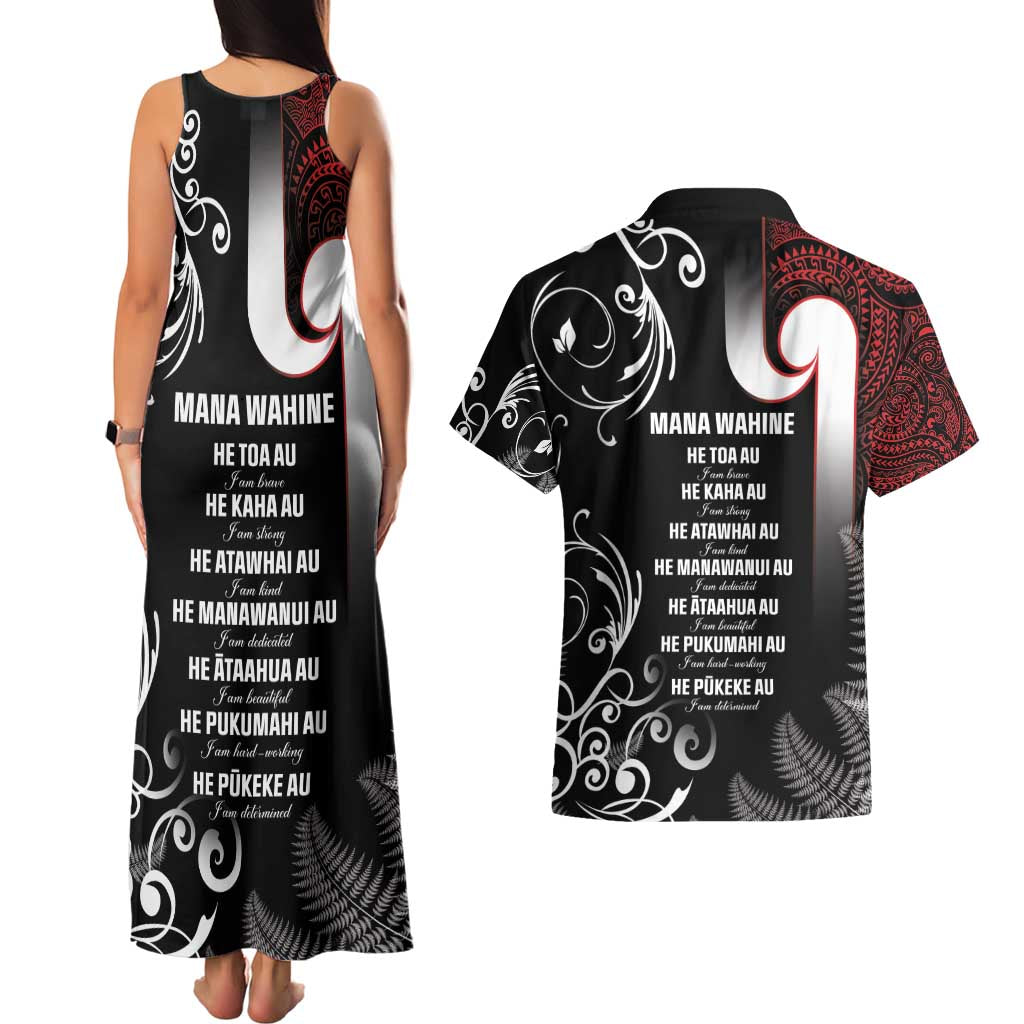 New Zealand Aotearoa Mana Wahine Couples Matching Tank Maxi Dress and Hawaiian Shirt LT05 - Polynesian Pride