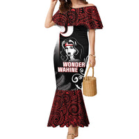 New Zealand Aotearoa Mana Wahine Family Matching Mermaid Dress and Hawaiian Shirt LT05 Mom's Dress Black - Polynesian Pride