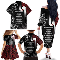 New Zealand Aotearoa Mana Wahine Family Matching Off The Shoulder Long Sleeve Dress and Hawaiian Shirt LT05 - Polynesian Pride