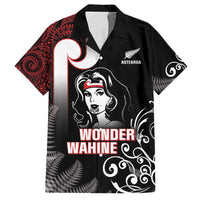 New Zealand Aotearoa Mana Wahine Family Matching Summer Maxi Dress and Hawaiian Shirt LT05 Dad's Shirt - Short Sleeve Black - Polynesian Pride