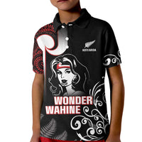 New Zealand Aotearoa Mana Wahine Kid Polo Shirt LT05 Kid Black - Polynesian Pride