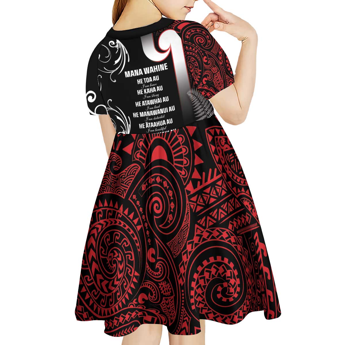 New Zealand Aotearoa Mana Wahine Kid Short Sleeve Dress