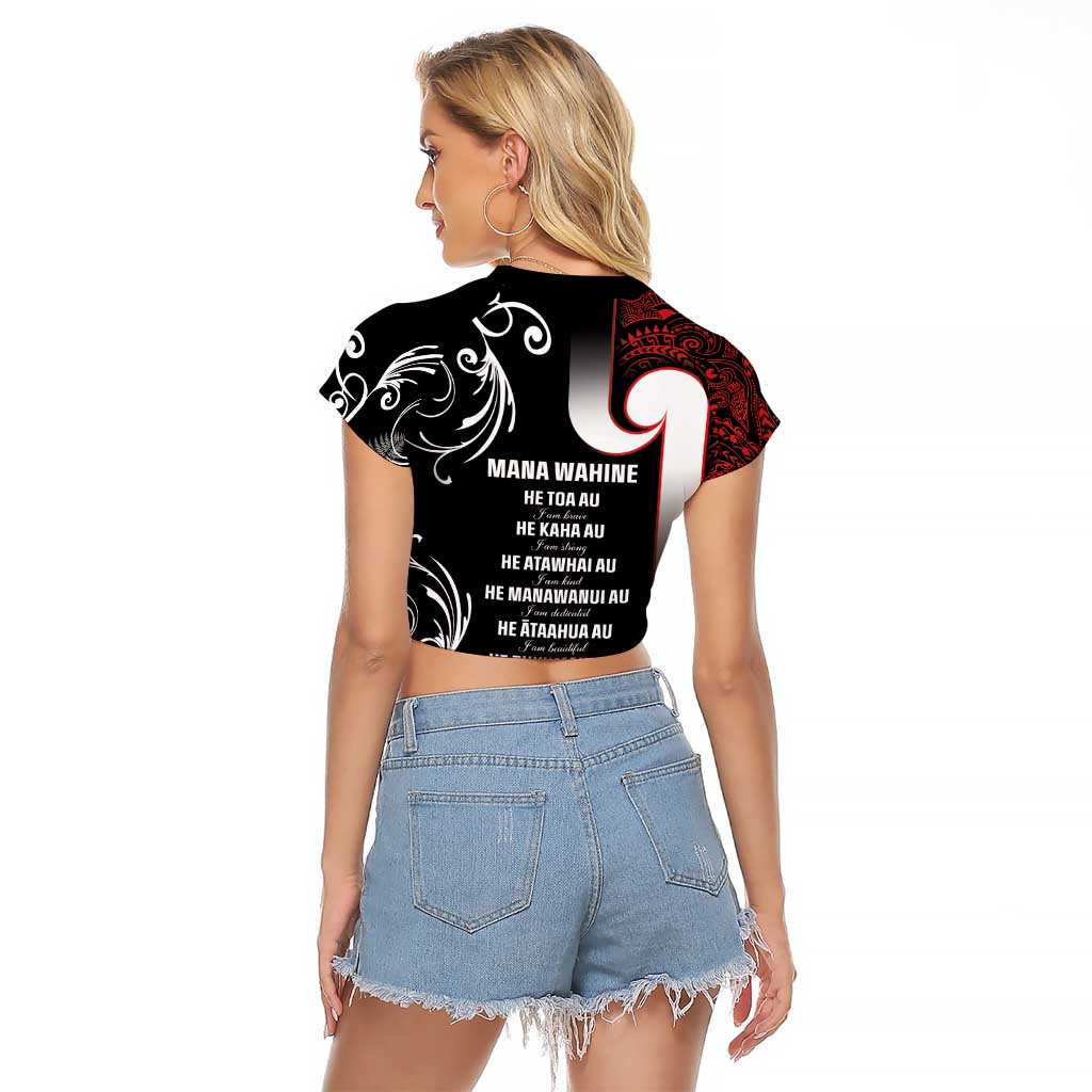 New Zealand Aotearoa Mana Wahine Raglan Cropped T Shirt LT05 - Polynesian Pride