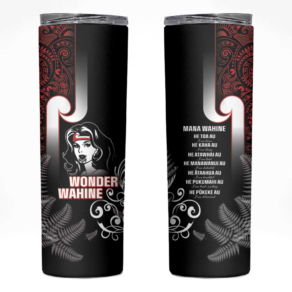 New Zealand Aotearoa Mana Wahine Skinny Tumbler LT05 Black - Polynesian Pride
