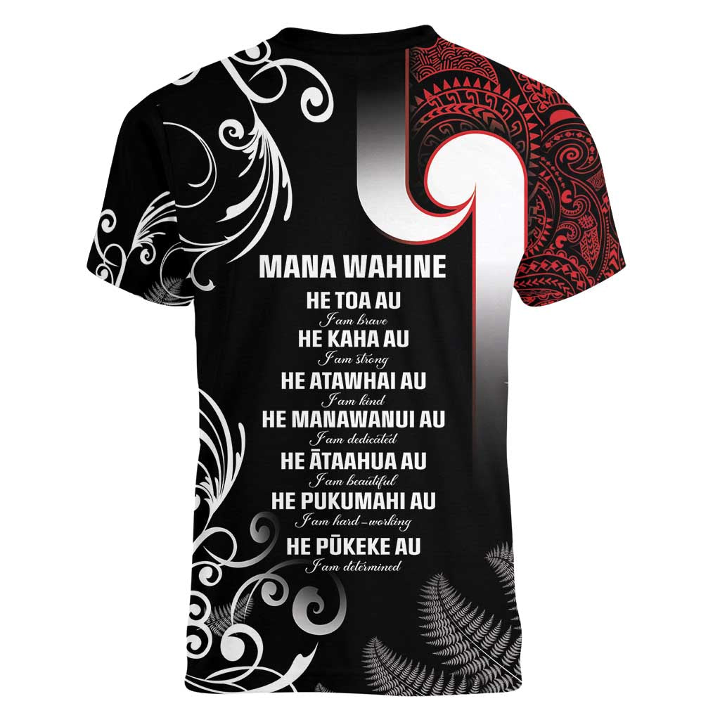 New Zealand Aotearoa Mana Wahine Women V-Neck T-Shirt LT05 - Polynesian Pride