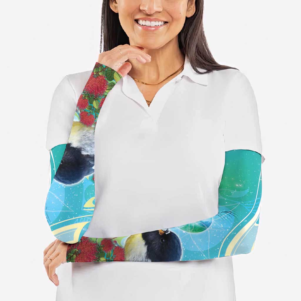 New Zealand Tomtit Arm Sleeves Maori Koru With Pohutukawa Galaxy Style - Polynesian Pride
