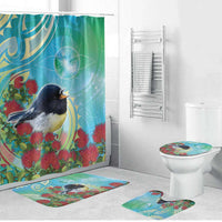 New Zealand Tomtit Bathroom Set Maori Koru With Pohutukawa Galaxy Style LT05 Bathroom Set (4 pcs) Aqua - Polynesian Pride