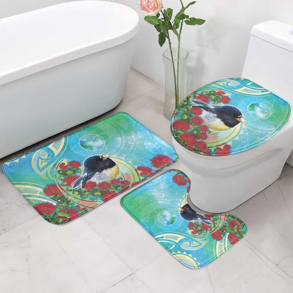New Zealand Tomtit Bathroom Set Maori Koru With Pohutukawa Galaxy Style LT05 - Polynesian Pride