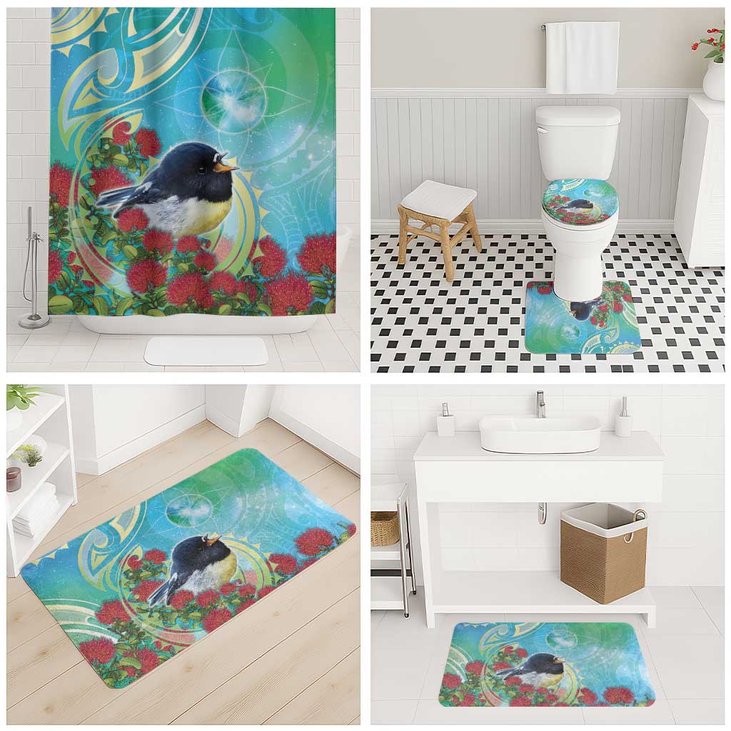 New Zealand Tomtit Bathroom Set Maori Koru With Pohutukawa Galaxy Style LT05 - Polynesian Pride
