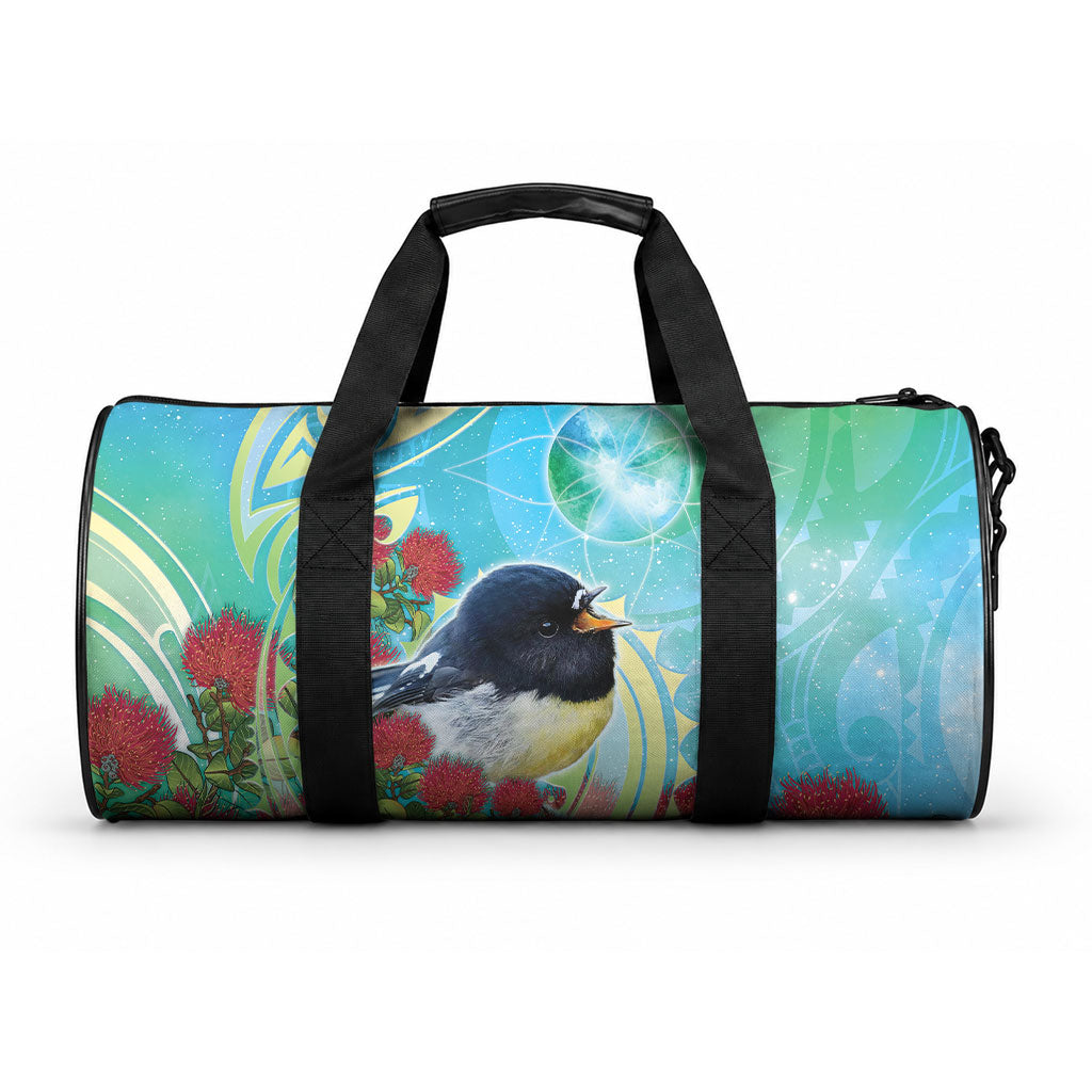 New Zealand Tomtit Duffle Bag Maori Koru With Pohutukawa Galaxy Style LT05 One size Aqua - Polynesian Pride