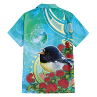 New Zealand Tomtit Family Matching Summer Maxi Dress and Hawaiian Shirt Maori Koru With Pohutukawa Galaxy Style LT05 - Polynesian Pride