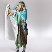 New Zealand Tomtit Hooded Blanket Maori Koru With Pohutukawa Galaxy Style - Polynesian Pride