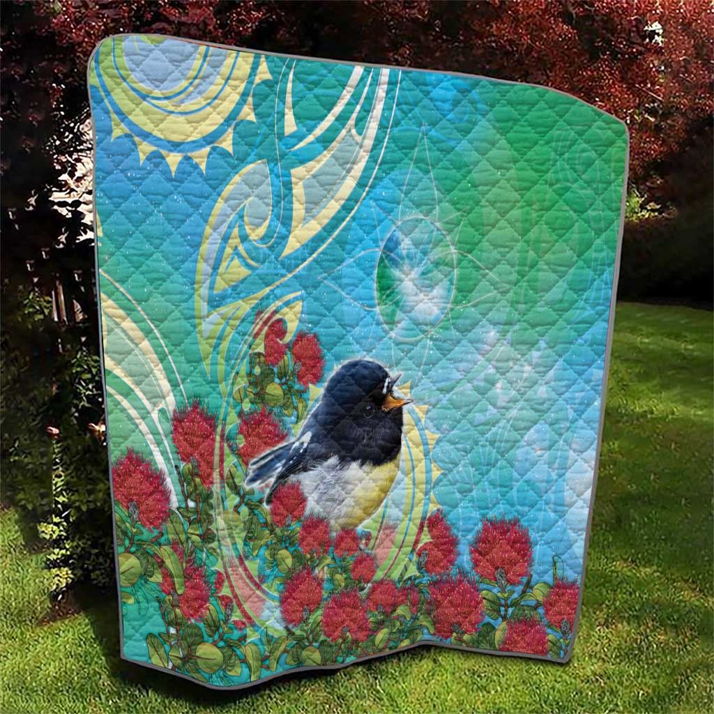 New Zealand Tomtit Quilt Maori Koru With Pohutukawa Galaxy Style LT05 - Polynesian Pride
