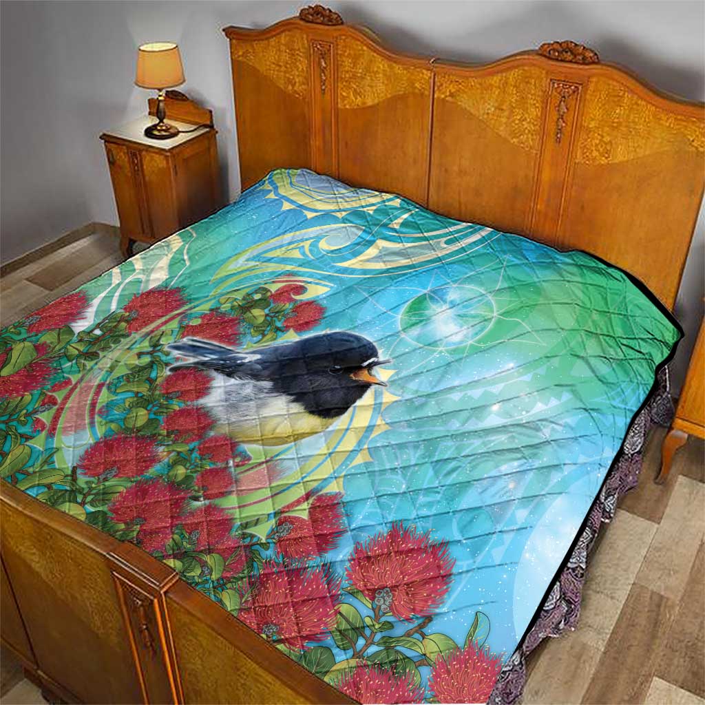 New Zealand Tomtit Quilt Maori Koru With Pohutukawa Galaxy Style LT05 - Polynesian Pride