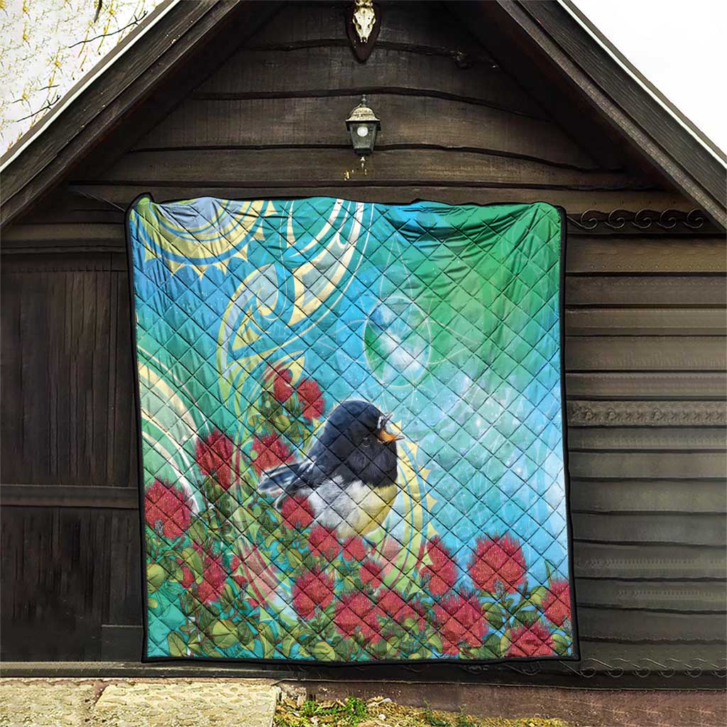 New Zealand Tomtit Quilt Maori Koru With Pohutukawa Galaxy Style LT05 - Polynesian Pride