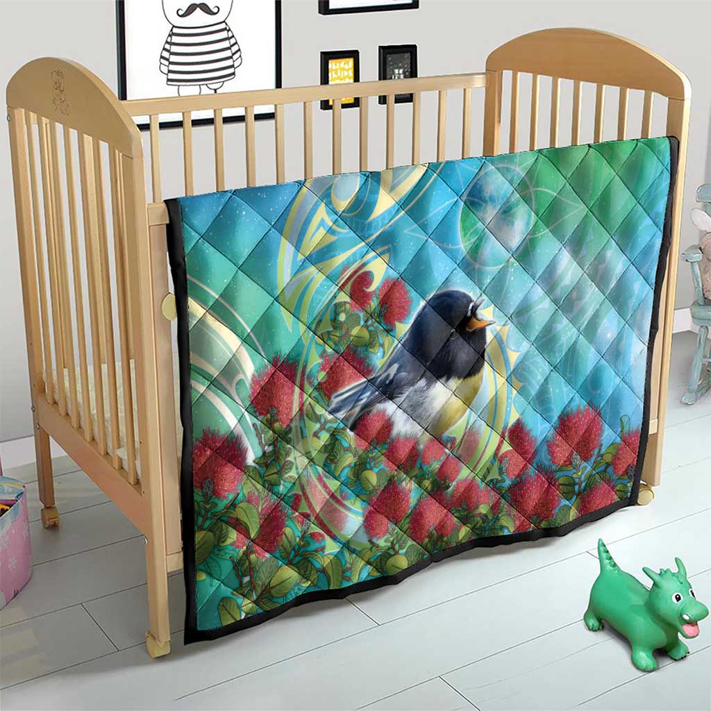 New Zealand Tomtit Quilt Maori Koru With Pohutukawa Galaxy Style LT05 - Polynesian Pride